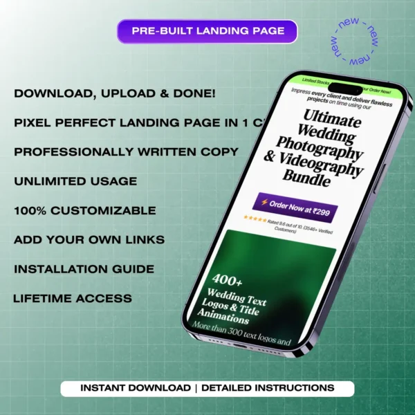 Wedding Photography Bundle – Lightroom Presets, LUTs, Video Assets for Pro Shoots